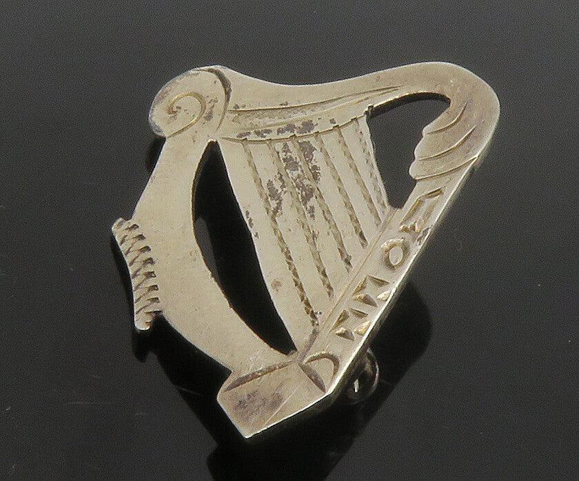 DJM ENGLAND 925 Silver  Vintage Harp Musical Instrument Brooch Pin  BP5360