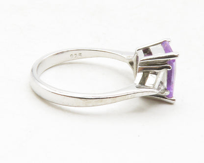 925 Sterling Silver  Purple & White Cubic Zirconia Band Ring Sz 7  RG12941