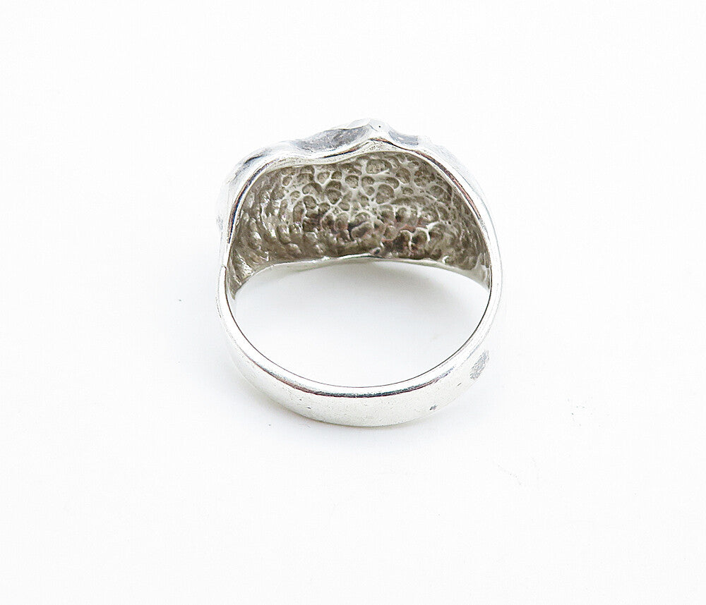 925 Sterling Silver  Vintage Shiny Sculpted Dome Round Band Ring Sz 7  RG6450