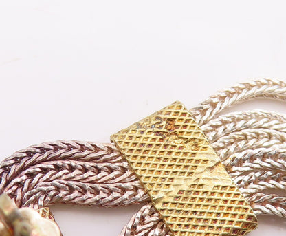 925 Sterling Silver Vintage Earrings Two Tone Multi Strand Chain Tassel  EG14268