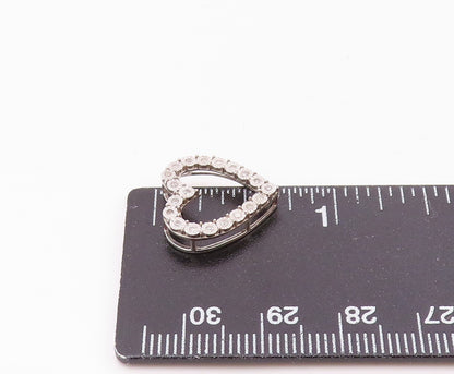 925 Sterling Silver  Vintage Genuine Diamonds Open Love Heart Pendant  PT20060