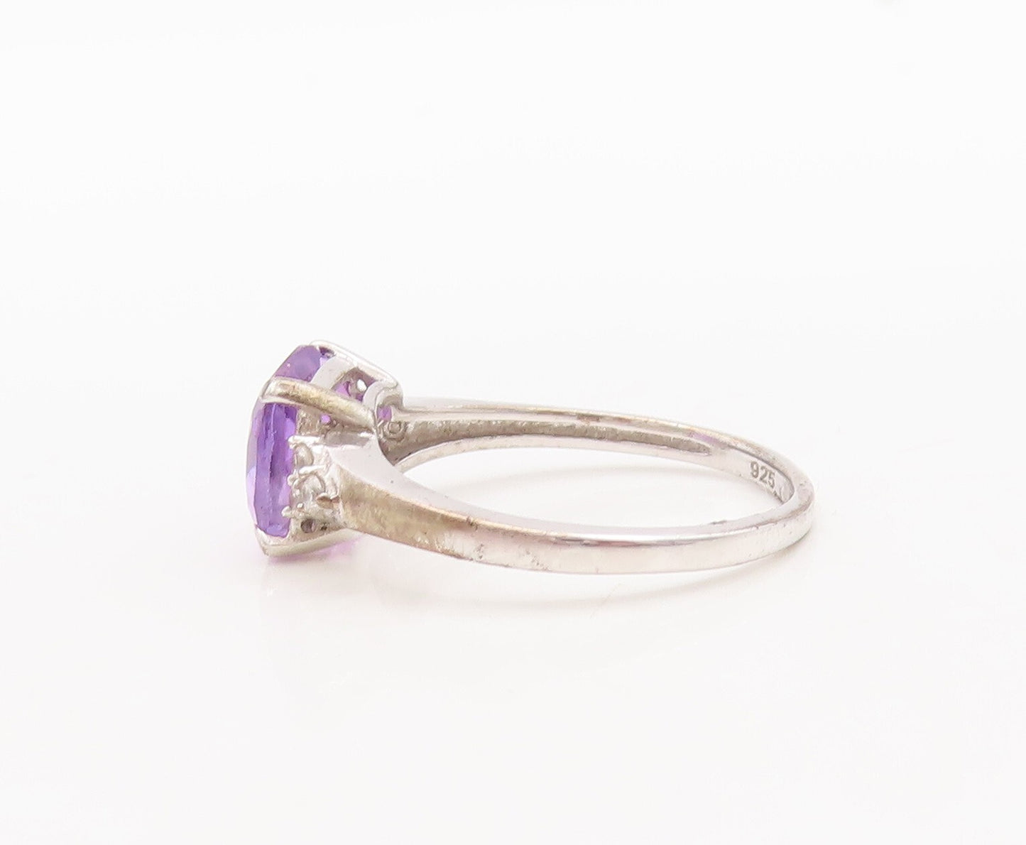 925 Sterling Silver Vintage Ring Square Cut Amethyst Topaz inlay  Sz 7  RG29745