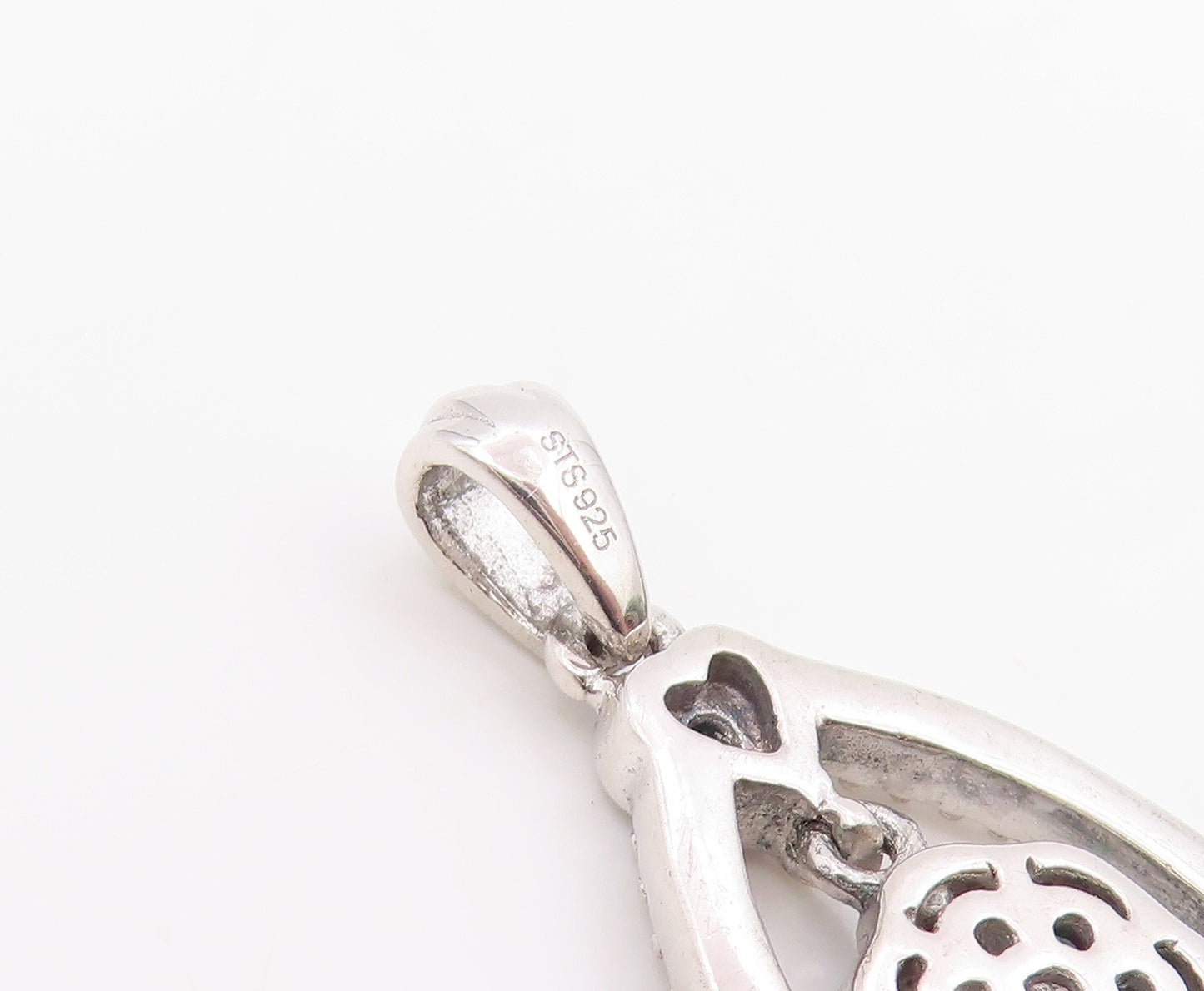 925 Sterling Silver Vintage Pendant Real 1/4 ct Diamonds Floral Charm  PT25979