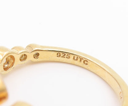 925 Sterling Silver Vintage Ring Gold Plated Bezel Set CZ Band  Sz 7  RG35787