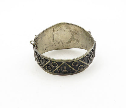 925 Sterling Silver  Vintage Antique Oxidized Swirl Bangle Bracelet  BT4043