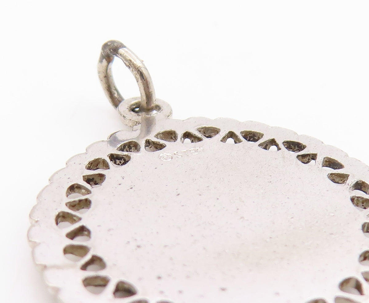 925 Sterling Silver Vintage Pendant Antique Cutout Alaska Map Charm  PT24538