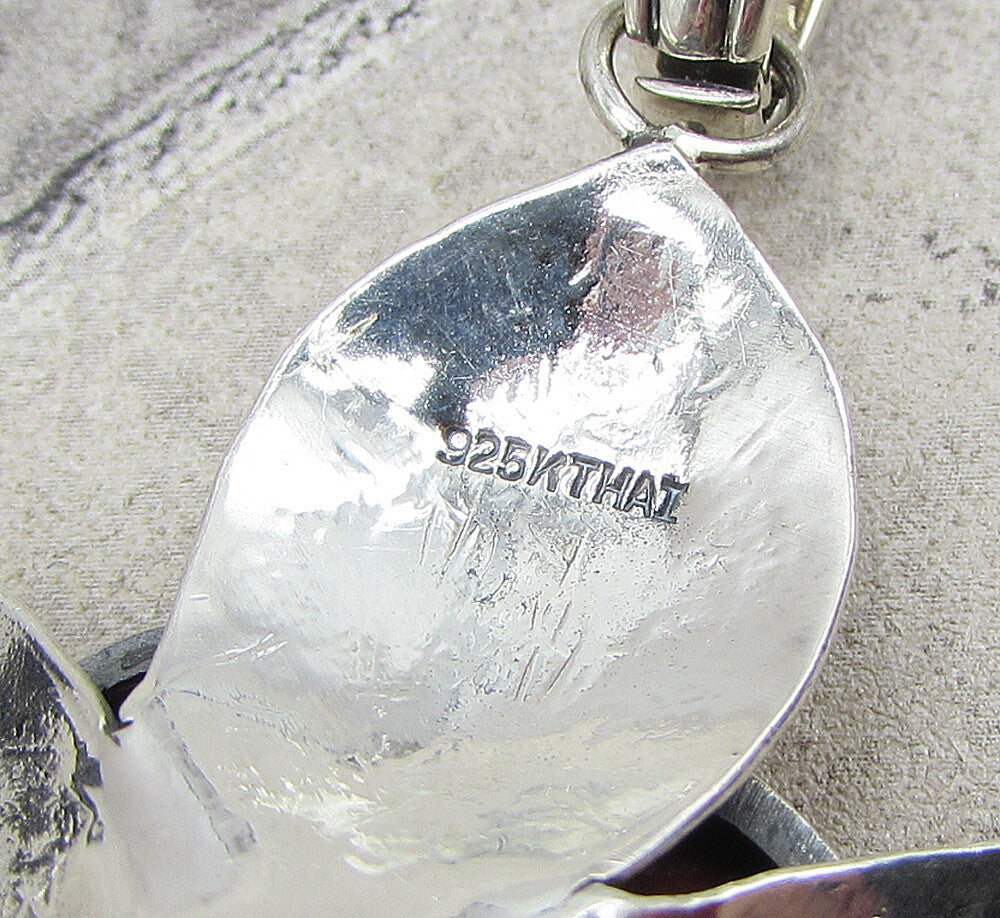 925 Sterling Silver  Red Jasper Wild Spring Flower Drop Pendant  PT1433
