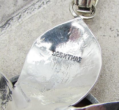 925 Sterling Silver  Red Jasper Wild Spring Flower Drop Pendant  PT1433