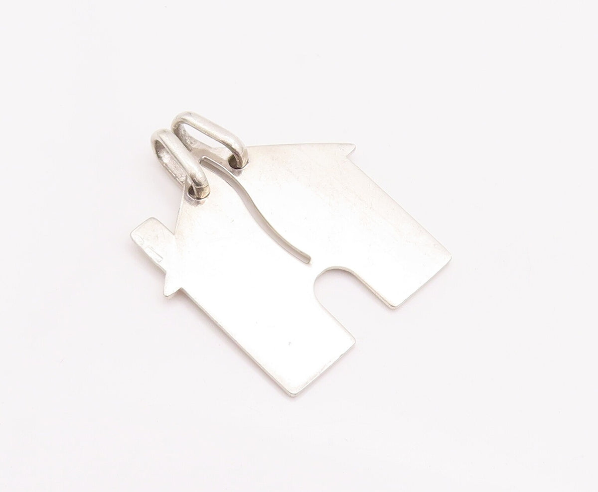 925 Sterling Silver Vintage Pendant Solid Carved House Splitting Line  PT22982