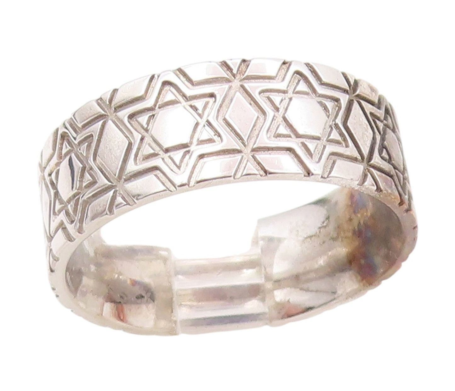 925 Sterling Silver Vintage Ring Star of David Patterned Band  Sz 9.5  RG34710