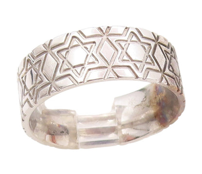 925 Sterling Silver Vintage Ring Star of David Patterned Band  Sz 9.5  RG34710