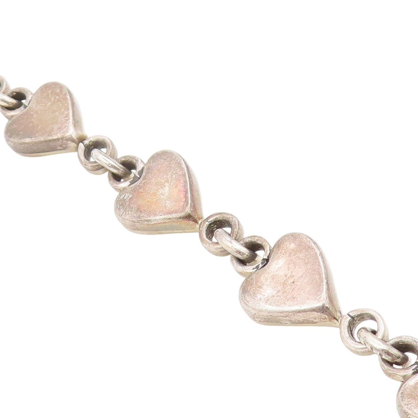 925 Sterling Silver Vintage Bracelet MEXICO Interlocking Love Hearts BT11615