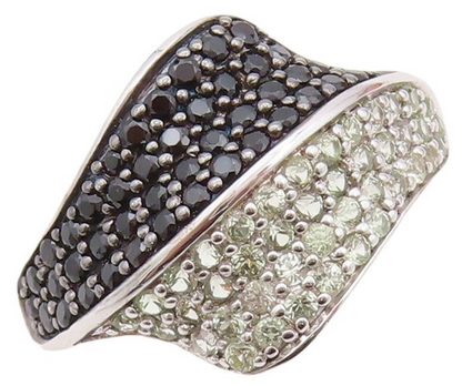 925 Sterling Silver Vintage Ring Designer White Sapphire & Spinel  Sz 7  RG30040
