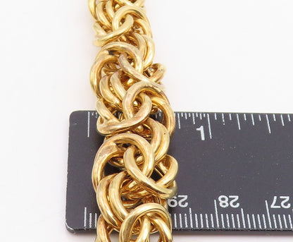 925 Sterling Silver Vintage Necklace Gold Plated Intricate Byzantine Link NE4766