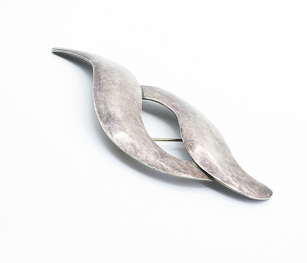 C J ZEN NAVAJO 925 Sterling Silver Vintage Dark Tone Swirl Brooch Pin BP2847