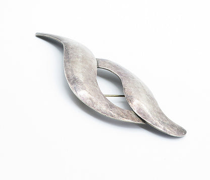 C J ZEN NAVAJO 925 Sterling Silver Vintage Dark Tone Swirl Brooch Pin BP2847
