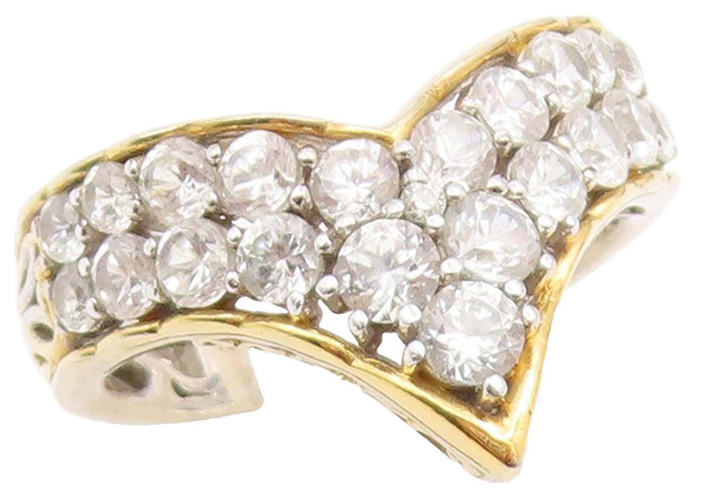 925 Sterling Silver Vintage Ring MICHAEL VALITUTTI CZ V Shape Band Sz 10 RG36521