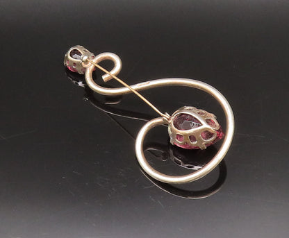 925 Silver  Vintage Pear Shaped Tourmaline Spiral Swirl Brooch Pin  BP10069