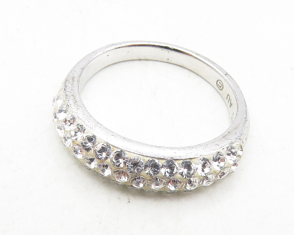 925 Sterling Silver  Sparkling Cubic Zirconia Dome Band Ring Sz 7  RG9835