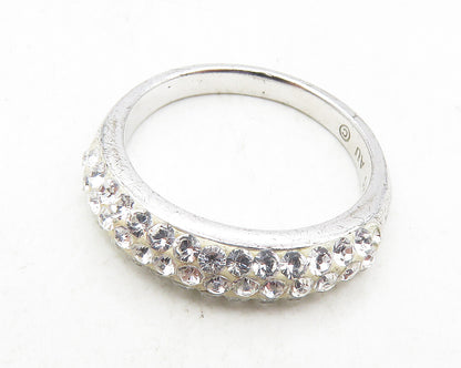 925 Sterling Silver  Sparkling Cubic Zirconia Dome Band Ring Sz 7  RG9835