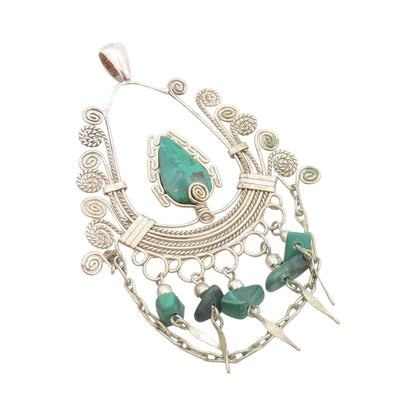 925 Sterling Silver Vintage Pendant Ethnic Crescent Style Wired Eilat  PT24209