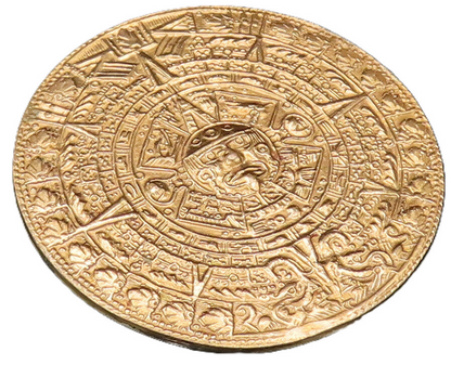 METALES CASADOS 925 Silver  Vintage Aztec Mayan Sun Calendar Brooch Pin BP9595