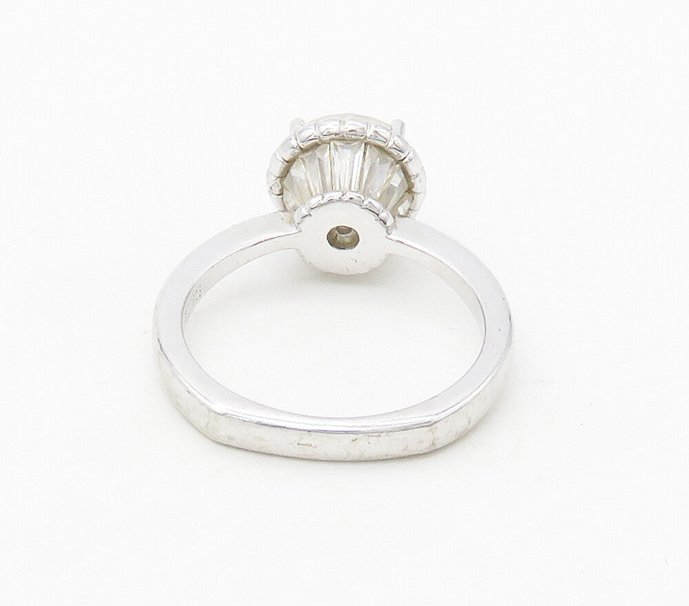 TYCOON 925 Silver  Shiny Prong Set Cubic Zirconia Solitaire Ring Sz 6  RG16848