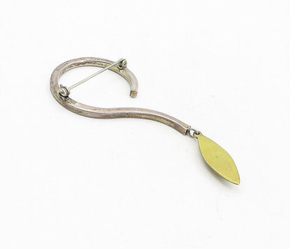 MEXICO 925 Sterling Silver  Vintage 2 Tone Modernist Dangle Brooch Pin  BP3163