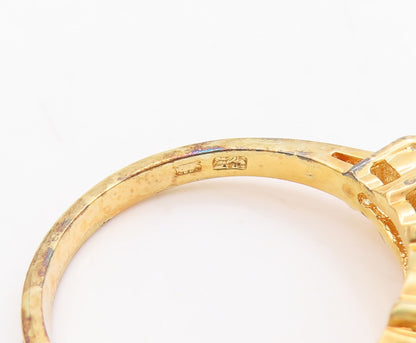 925 Sterling Silver Vintage Ring Gold Plated Multi Size Round CZ  Sz 7  RG29224