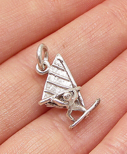 925 Sterling Silver  Vintage Wind Surfing Charm Pendant  PT1915
