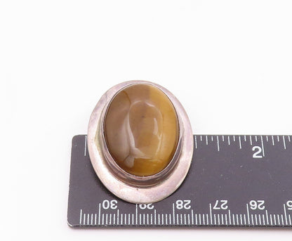 MATHEWS 925 Silver  Vintage Cabochon Cut Tiger's Eye Oval Pendant  PT16777