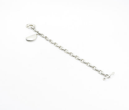 RLM STUDIO 925 Silver  Vintage Shiny Charmed Oval Link Chain Bracelet  BT3573