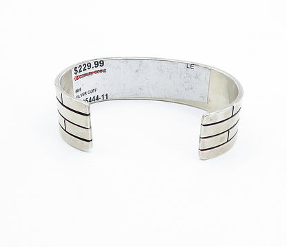 925 Sterling Silver  Vintage Shiny Brick Layer Design Cuff Bracelet  BT1761