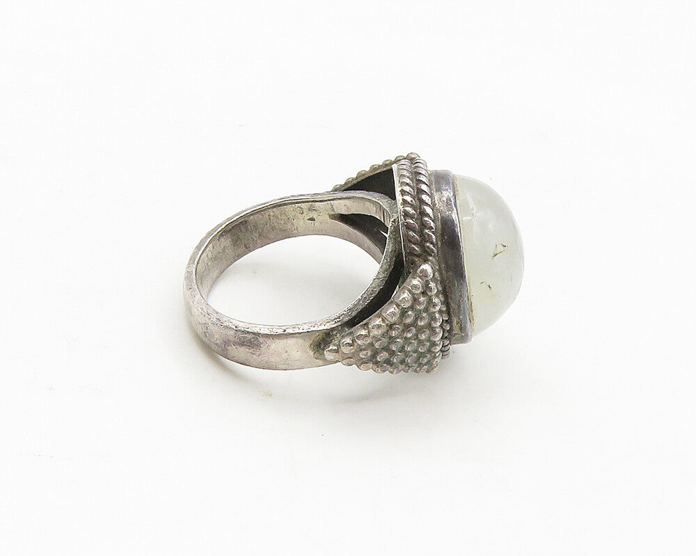 925 Sterling Silver   Vintage Cabochon Cut Quartz Cocktail Ring Sz 7  RG17254