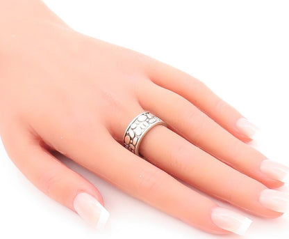 925 Sterling Silver Vintage Ring Minimalist Bubble Effect Etched  Sz 8  RG28652