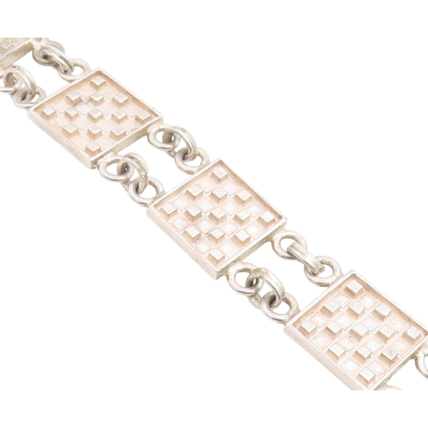 925 Sterling Silver Vintage Bracelet Modernist Geometric Square Link  BT12210
