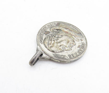 925 Sterling Silver  Vintage Antique Oxidized Vatican City Pendant  PT3948