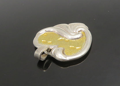 GORHAM 925 Silver  Vintage 2 Tone Heart Footprint Faith Quote Pendant  PT19071