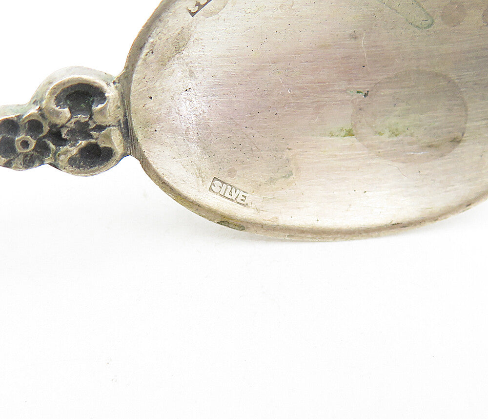 925 Sterling Silver  Vintage Antique Boat Floral Detail Petite Spoon  TR1308