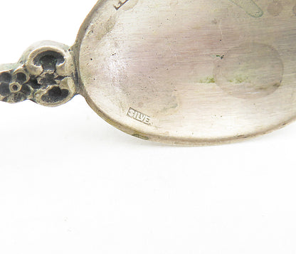 925 Sterling Silver  Vintage Antique Boat Floral Detail Petite Spoon  TR1308