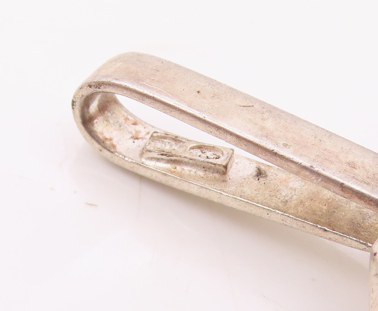 925 Sterling Silver  Vintage Open 3D Rectangle & Tiger's Eye Pendant  PT21816