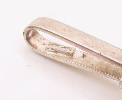 925 Sterling Silver  Vintage Open 3D Rectangle & Tiger's Eye Pendant  PT21816