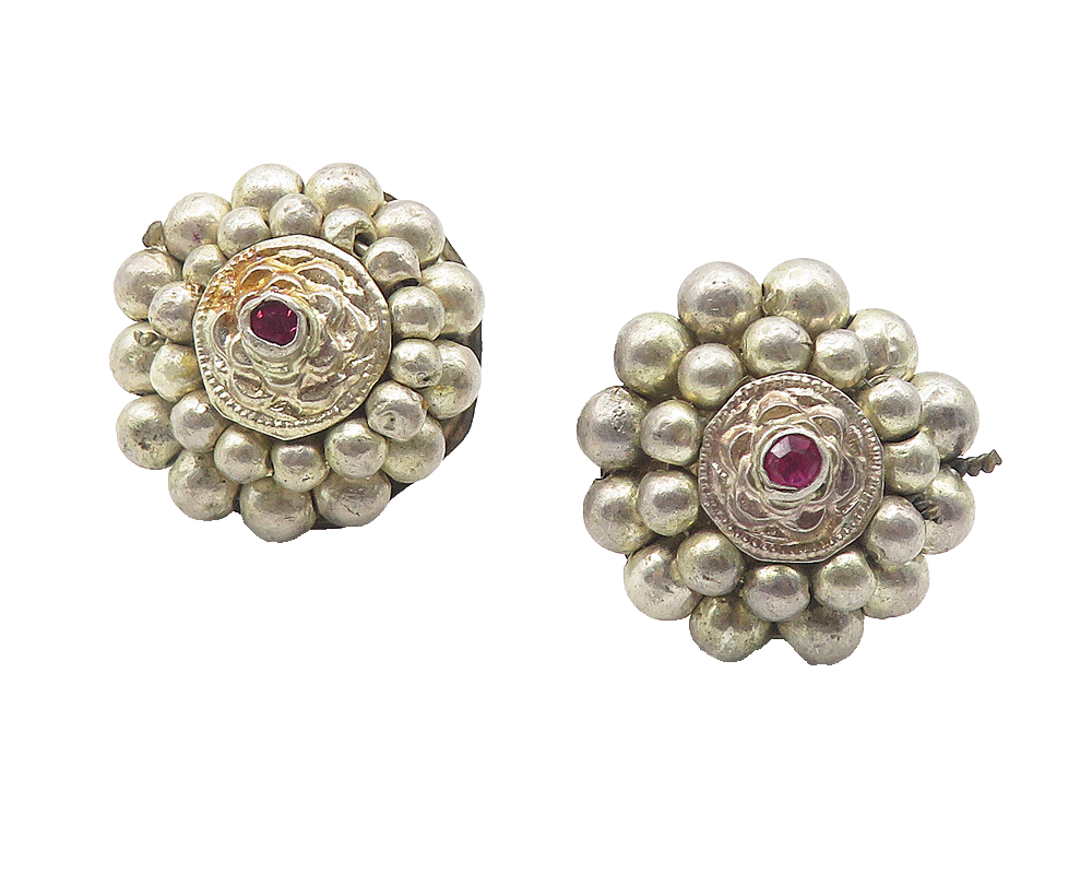 925 Sterling Silver  Vintage Pink Topaz Bubble Dome Drop Earrings  EG5997