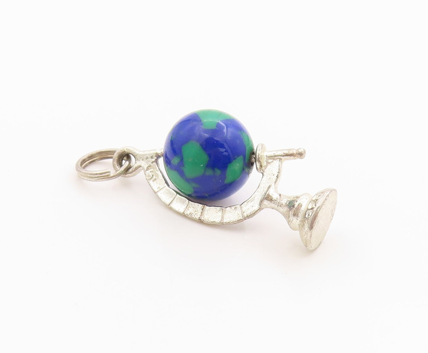 925 Sterling Silver Vintage Pendant 3D Miniature World Globe Charm SPINS PT24987