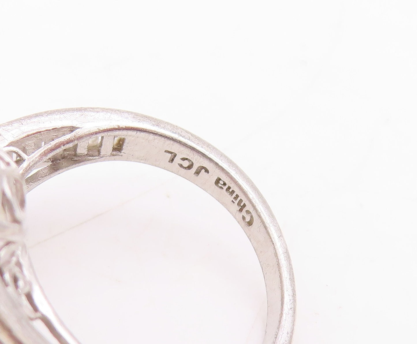 925 Sterling Silver Vintage Ring Drop Cut Citrine & CZ Bypass  Sz 7  RG31727