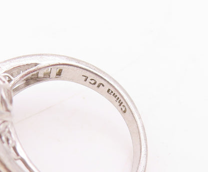 925 Sterling Silver Vintage Ring Drop Cut Citrine & CZ Bypass  Sz 7  RG31727
