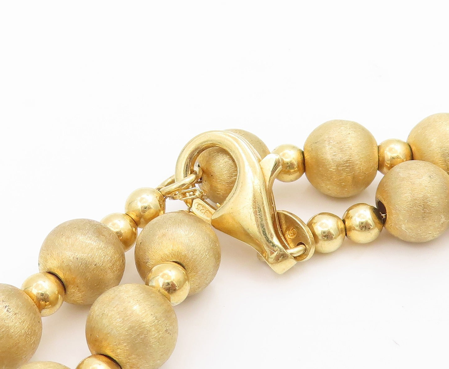 925 Sterling Silver Vintage Necklace Gold Plated Chunky Beaded Chain  NE4694
