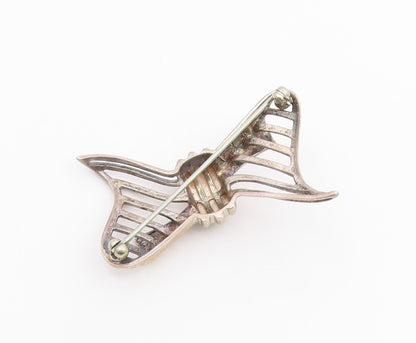 925 Sterling Silver  Vintage Shiny Cutout Bow Tie Motif Brooch Pin  BP4305