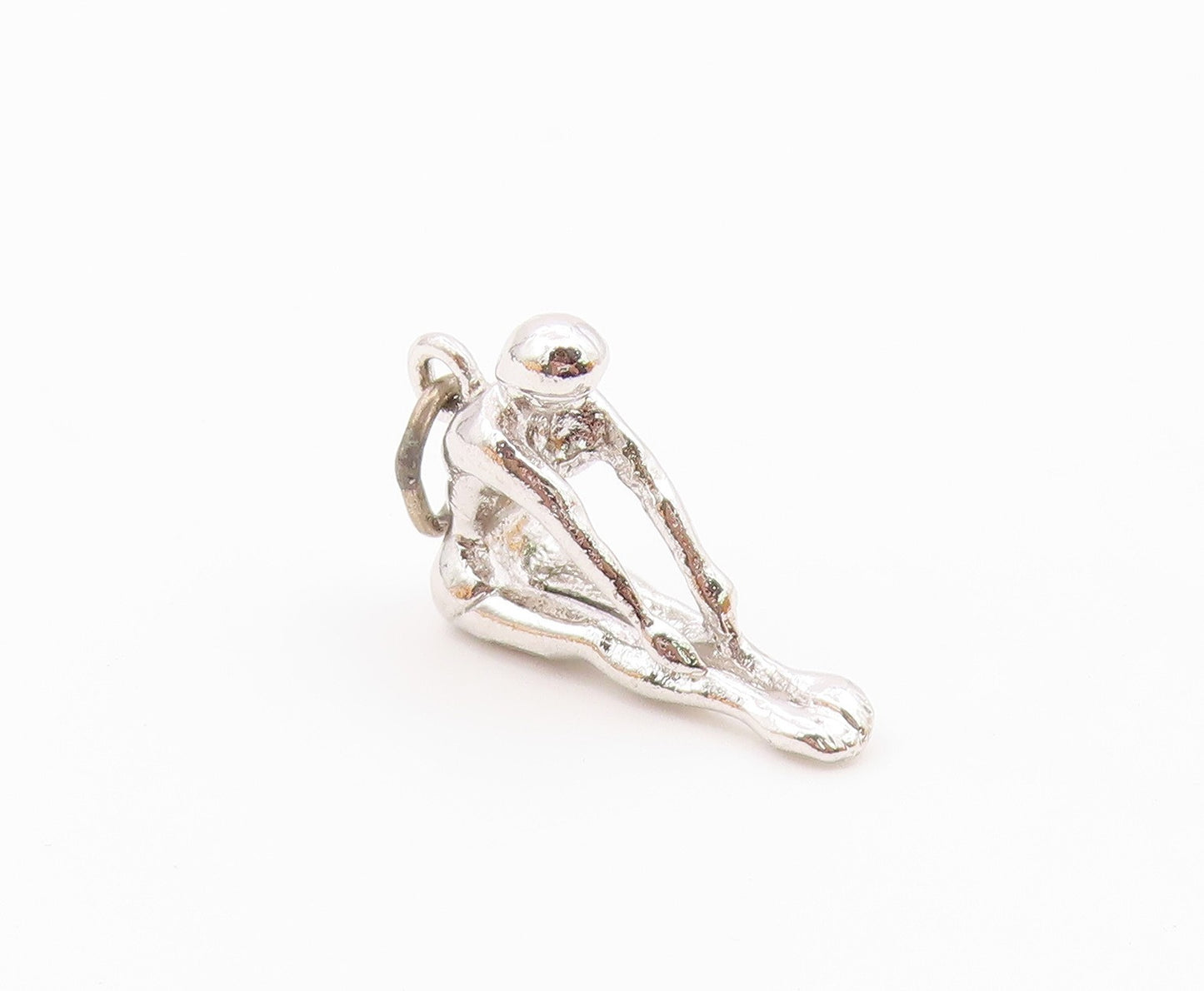 925 Sterling Silver  Vintage Petite Shiny Gymnast Sports Motif Pendant PT17833