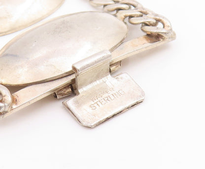 925 Sterling Silver Vintage Bracelet Geometric Solid Oval Link Chain  BT11421